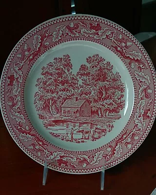 Vintage 1965 Royal Ironstone Memory Lane Red 9.75  Inch Dinner Plate EUC • $12.99