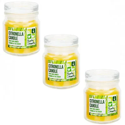 Outdoor Garden Citronella Glass Jar Candle Insects Mosquitos Repellent • £5.99