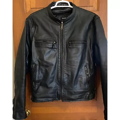 Leather King Side Lace Vented Motorcycle Jacket Men 44 Thinsulate Zip-Out Lining • $114.88