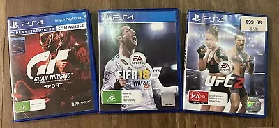 Ps4 UFC 2 FIFA 18 Gran Turismo Sport Complete - Free Post • $22