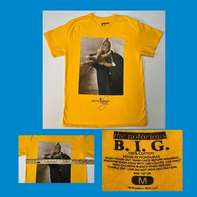 Brooklyn Mint The Notorious B.I.G Biggie Smalls Yellow T-Shirt Sz M Chest 38” • $13.99