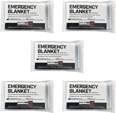 5 Pack Emergency Blankets Thermal Mylar Survival Safety Insulating Heat 54 X 82  • $6.99