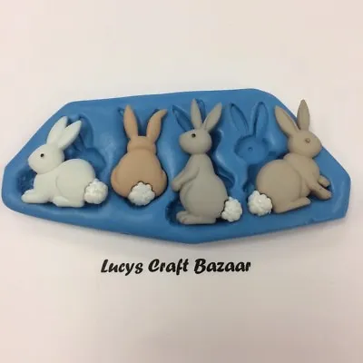 £2.94 • Buy Silicone Mould Easter Rabbits Bunny Cup Cake Pop Decorating Toppers Chocolate 
