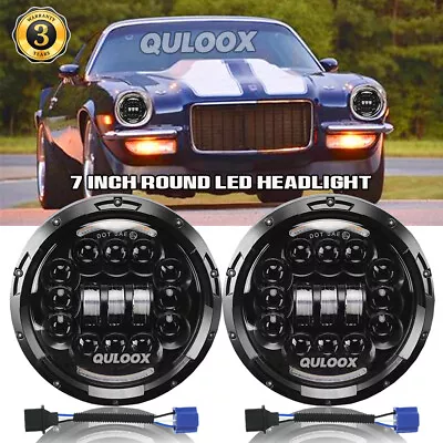 For Chevrolet Camaro Z28 SS RS 67-81 2Pcs 7 Inch Round LED Headlight Hi-Lo Beam • $71.94