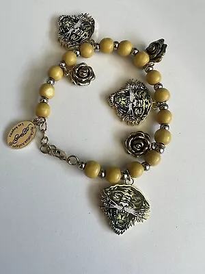 Brand NEW Ed Hardy Bracelet Charm With Yellow Beads And Tiger Faces Rare • $35.99