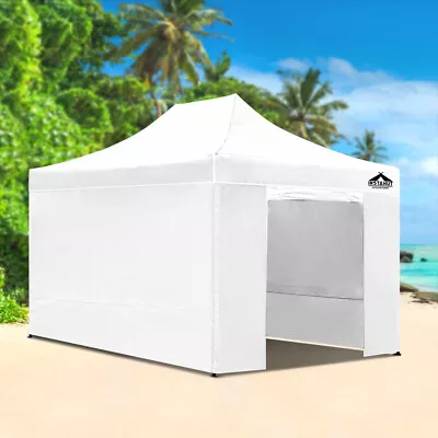 3x4.5m White Gazebo Pop Up Outdoor Folding Marquee Wedding Tent W/ Side Walls • $277.95