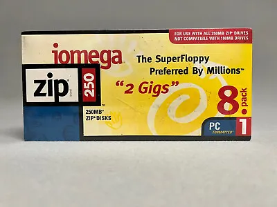 NEW Iomega 250MB Zip Disks 8 Pack (PC Formatted) SEALED • $49.99