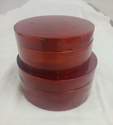 Vintage Wooden Nesting Boxes NINKI Lacquered Round 2 With Tops • $37.99