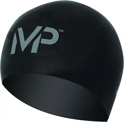 New MP Phelps Black Adult 100% Silicone Swimming Competition Race Cap • $8.99