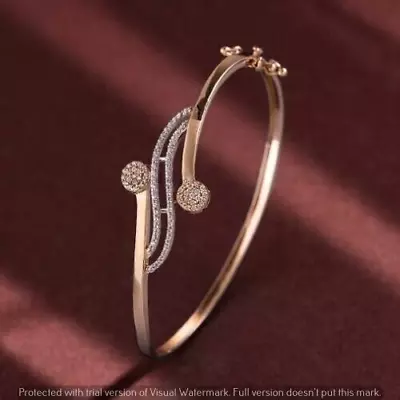 2 Ct Round Cut Simulated Diamond Woman's Bangle Bracelet 925 Silver Gold Plated. • $178.50