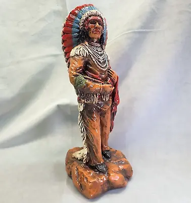 Vtg Native American Indian Warrior Chief W/ Battle Headdress Statue: V. Kendrick • $44.99