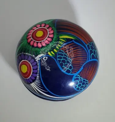Brightly Colored Mexican Folk Art Trinket Dish With A Bird • $18.95
