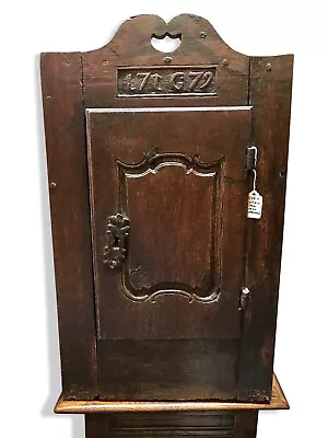 D.1779 Antique Oak Wall Cupboard& Initialed Original Hardware Continental Rare • $1350