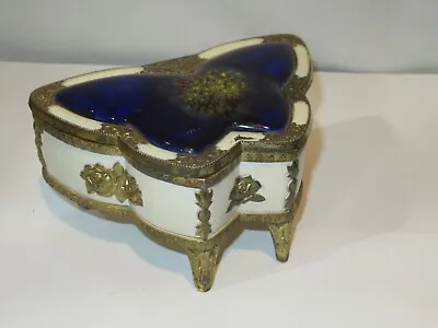 Enamel Butterfly Jewelry Box Footed  Made In Japan (Q559) • $8.99