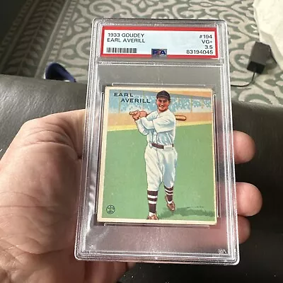 1933 Goudey Earl Averill Card #194 PSA 3.5 VG+ • $145