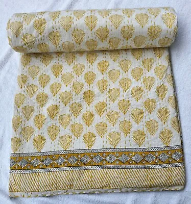 £47.98 • Buy Vintage Indian Kantha Bedspread Handmade Quilt Throw Cotton Blanket Gudri Ethnic