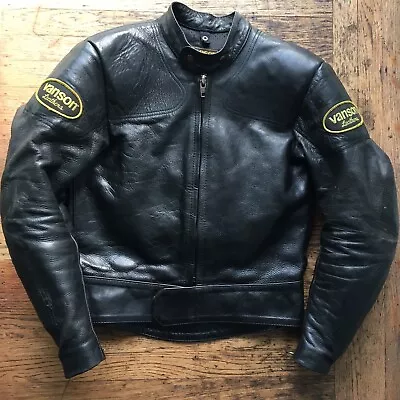 Vintage VANSON Sportrider W/FULL ARMOR Leather Motorcycle Jacket 40 • $350