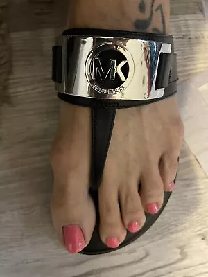 MK Michael Kors Sandals 7 Black +Silver Embellished • $24.99