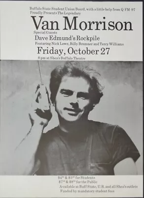 VAN MORRISON ROCKPILE NICK LOWE BUFFALO 1978 Concert Poster 17x22 NM RARE • $750