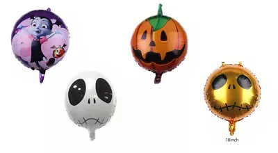 Jack Skellington Face Pumpkin Halloween Round 18” Foil Balloon Kids Party Decor • £1.99