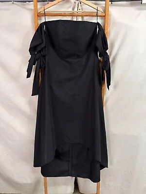 Maurie & Eve Dress Womens 12 Black Short Cold Shoulder Sleeve Mid Length A-Line • $18.44