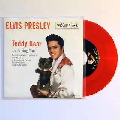ELVIS PRESLEY: Teddy Bear / Loving You RED VINYL 7  Single 45 Picture Sleeve NEW • $25