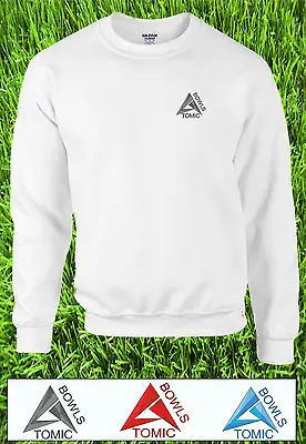 Atomic Bowls Mens Womens Unisex Lawn Bowls White Sweatshirt Jumper • £15.99