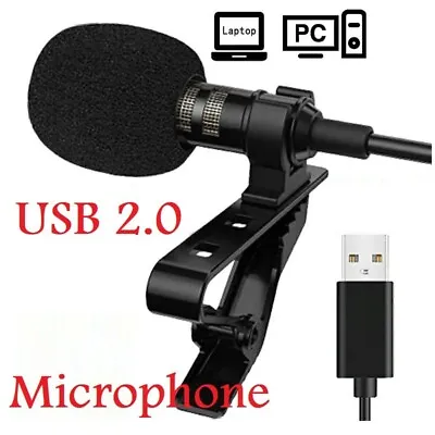 USB 2.0 Mic Microphone Clip-on Lapel Mini Lavalier PC Type C For Recordings • £7.99