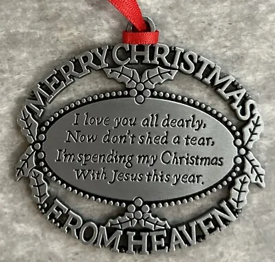 Merry Christmas From Heaven Ornament And Poem By J.W. Mooney Jr. (1989) NO BOX • $6.01