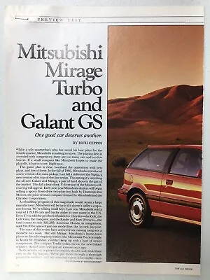 MISC2001 Vintage Article Preview Test 1988 Mitsubishi Mirage Turbo Jul 1988 6 Pg • $14.99