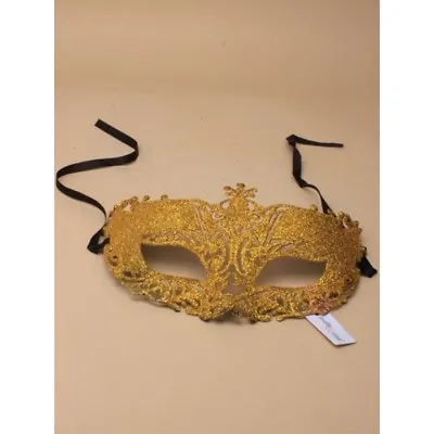 Gold Glitter Filligree Masquerade Mask With Ties Ball  Party HalloweenFun • £2.90