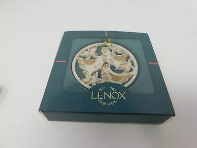 Lenox 3 FRENCH HENS 12 Days Of Christmas Ornament Pierced Porcelain + Gold 1989 • $21.99