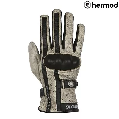 Helstons Eagle Pro Goat Leather Motorcycle Gloves - Beige/Black • $80.93
