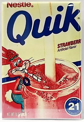 Strawberry Quik MAGNET 2 X3  Refrigerator Locker Advertisement Drink Vintage 1 • $6.95