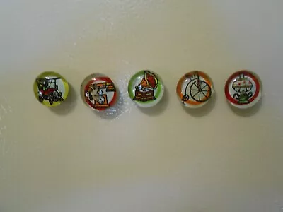 Vintage SET OF FIVE Button Refrigerator Magnets - .75  D • $8.95