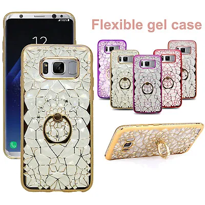 For Samsung Galaxy S8 S6 J3 J5 2016 Silicone Case Ring Stand Holder Phone Cover • £2.99