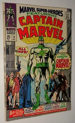 Marvel Super-heroes #12  First App Captain Marvel Gene Colan Glossy 8.0-9.0 1967 • $402.50