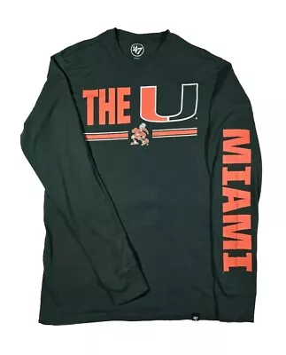 Miami Hurricanes Long Sleeve Mens Small Green Cotton T Shirt • $14