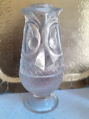 Vintage MCM Viking Owl Fairy Lamp Candle Holder Clear Crystal Glass HTF • $479.97