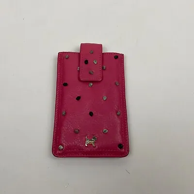 Radley Leather Phone Case Sleeve Pouch Pink Spotty Dog Pattern RRP £35 Knots  • £14.99