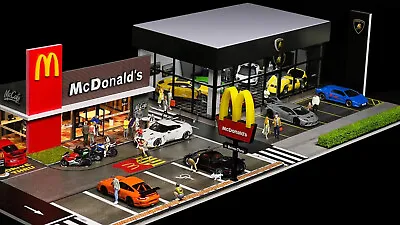 Hot 1/64 Diorama Car Garage Model LED Lighting City Street View Building Scene • $83.58