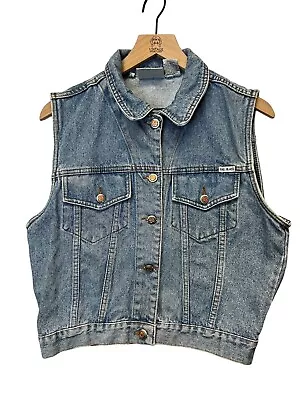 Rare Vintage 90s Bill Blass Jean Denim Jacket Vest Trucker Style Size Large • $45