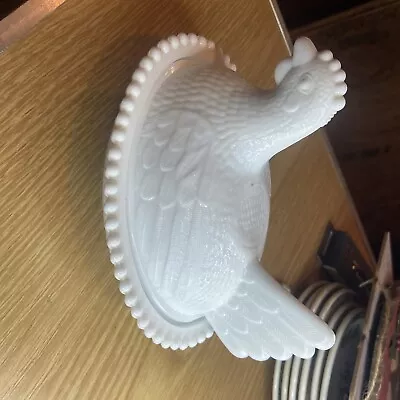 Vintage Indiana Glass White Milk Glass Chicken Hen On Nest Covered Dish 7” Long • $19.99