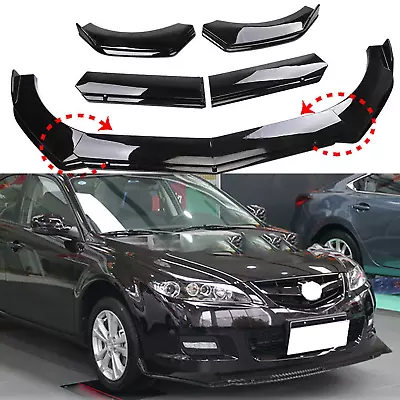 Front Bumper Spoiler Chin Splitter Body Kit Glossy Black For 2004-21 Mazda 2 3 5 • $49.99