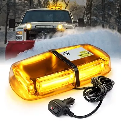 12 Inch Amber COB Super Bright LED Mini Strobe Beacon Lights Bar W/Magnetic Base • $29.99