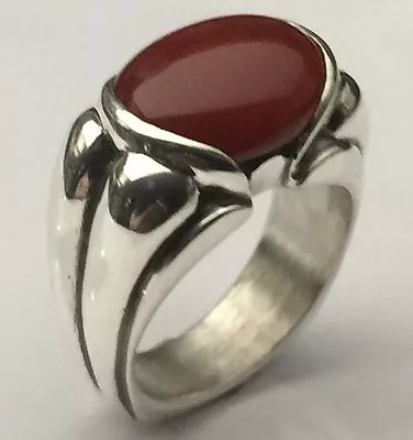 MJG STERLING SILVER MEN'S DEUCE RING. 16 X 12mm CARNELIAN. SIZE 9 1/2.   • $90.51