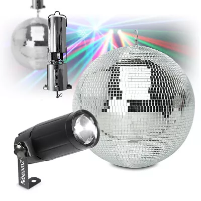 Battery Powered Glitter Mirror Ball 12  Spot Light Wedding Disco PS6WB G007NWS • £74.99