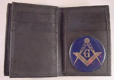 Mason Masonic Black Soft Leather 20 Credit Card Wallet Id Flap • $17.19