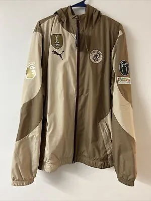 Puma Manchester City Pre Match Jacket 23/24 Brown Large W UCL & CWC Patch & PL • $299.99