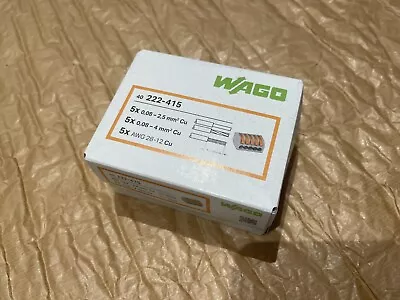 Wago 222-415 5 Way Connector Block Terminal Electric Cable Wire Clamp Box Of 40 • £11.99